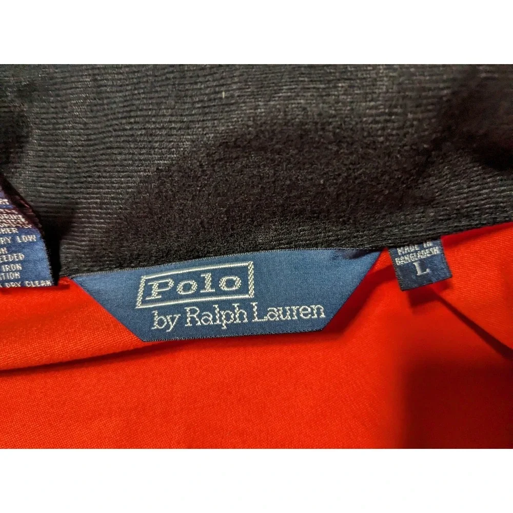 VTG POLO RALPH LAUREN Men Large Orange Full Zip Long Sleeve Windbreaker‎ Jacket